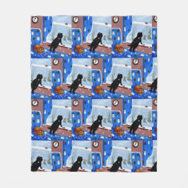 Winter Cats Snow Black Cat Ginger Tabby Fleecedecke