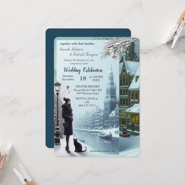 Winter Celebrations in Amsterdam Einladung (Vorderseite/Rückseite Beispiel)