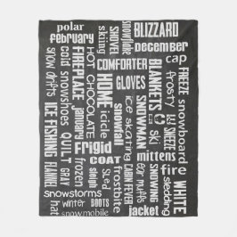 Winter Chalkboard Collage Fleecedecke