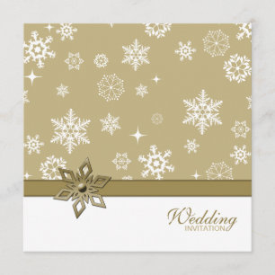 Winter Champagner und weiße Schneeflocken Hochzeit Einladung