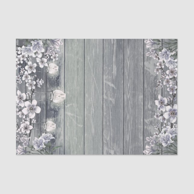 Winter Cherry Blossom Branches & Lanterns Wedding Seidenpapier (Vorderseite)