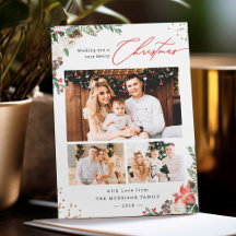 Winter Chic Botanical Floral 3 Photo Christmas