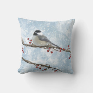 Winter Chickadee Pillow Kissen
