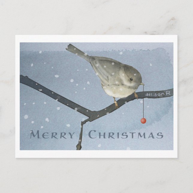 Winter Chickadee Postkarte (Vorderseite)