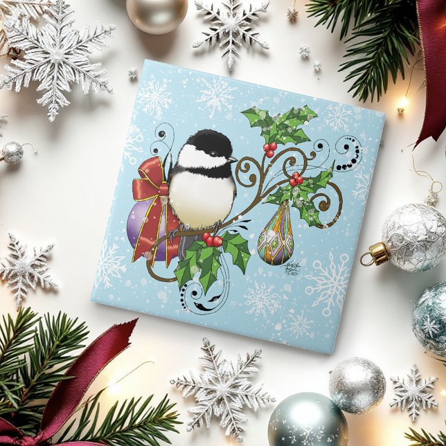 Winter Chickadee Weihnachten Fliese (Von Creator hochgeladen)