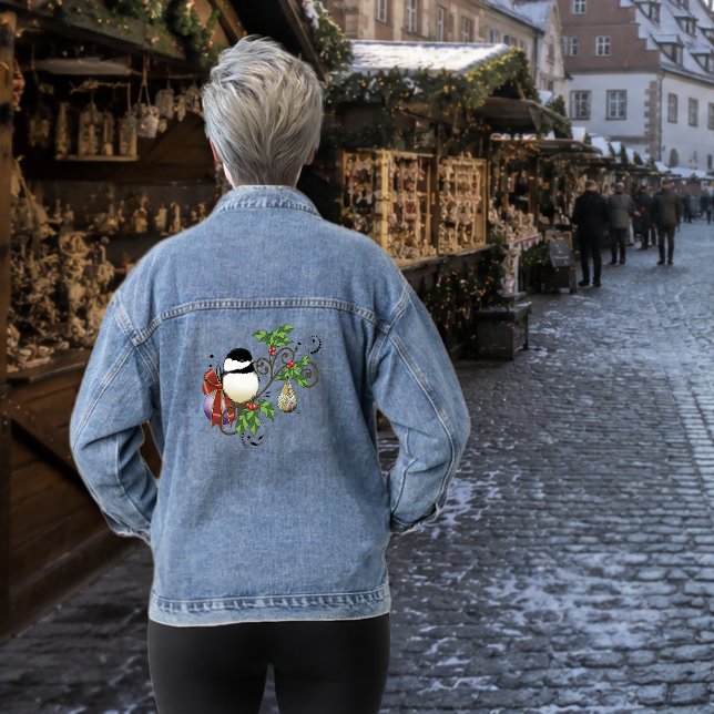 Winter Chickadee Weihnachten Jeansjacke (Von Creator hochgeladen)