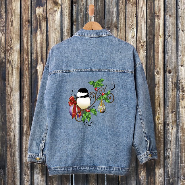 Winter Chickadee Weihnachten Jeansjacke (Von Creator hochgeladen)