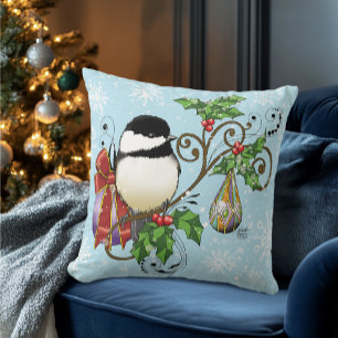 Winter Chickadee Weihnachten Kissen