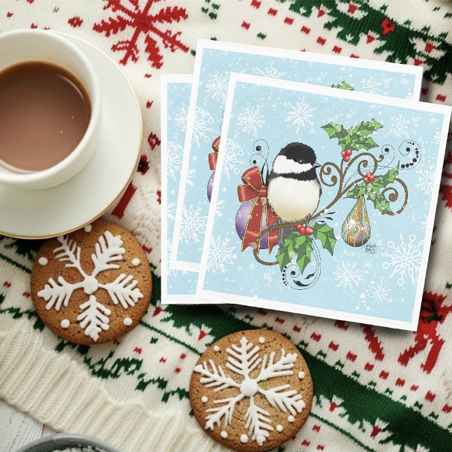 Winter Chickadee Weihnachten Serviette (Von Creator hochgeladen)