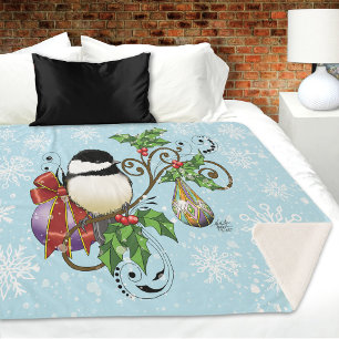 Winter Chickadee Weihnachten Sherpadecke