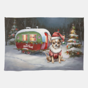 Winter Chihuahua Caravan Weihnachtsabenteuer Geschirrtuch