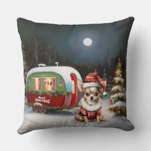 Winter Chihuahua Caravan Weihnachtsabenteuer Kissen
