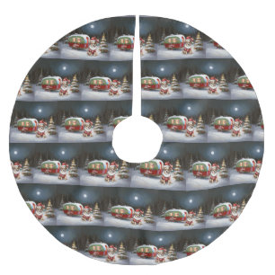 Winter Chihuahua Caravan Weihnachtsabenteuer Polyester Weihnachtsbaumdecke