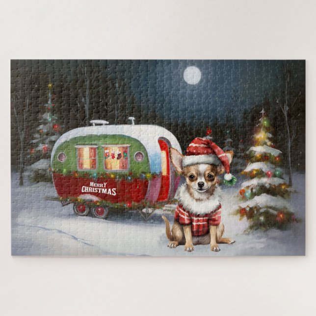 Winter Chihuahua Caravan Weihnachtsabenteuer Puzzle (Horizontal)