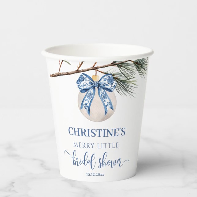 Winter Chinoiserie Bow Brautparty Paper Cups Pappbecher (Vorderseite)