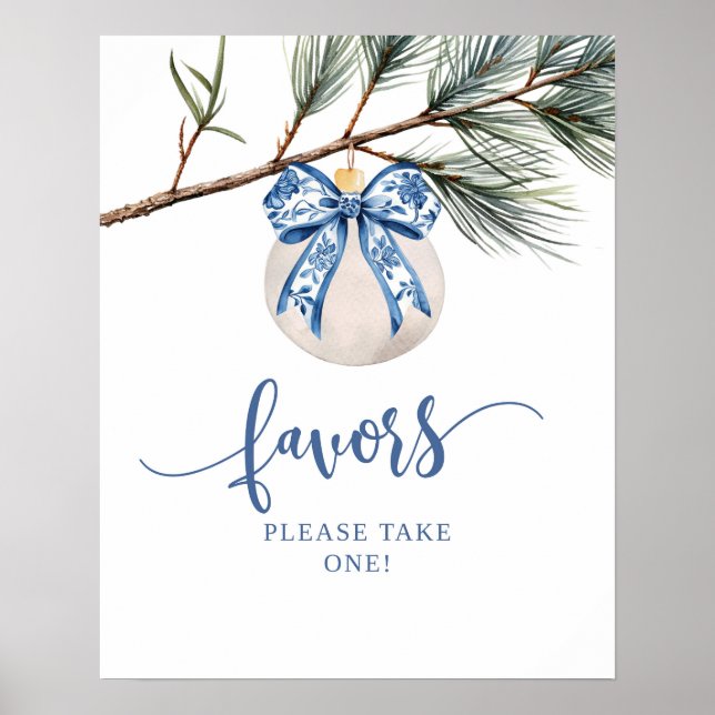 Winter Chinoiserie Bow Favoriten Party Signatur Poster (Vorne)