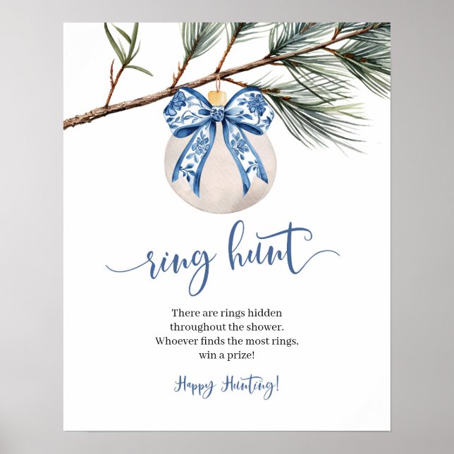 Winter Chinoiserie Bow Ring Hahnenspiel Poster (Vorne)