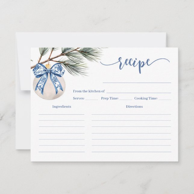 Winter Chinoiserie Brautparty Rezept Karte (Vorderseite)