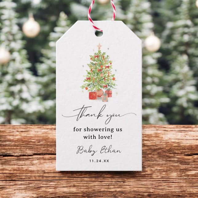 Winter Christmas Baby Dusche Vielen Dank für Ihr I Geschenkanhänger (Von Creator hochgeladen)