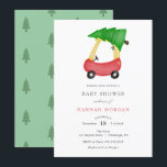 Winter Christmas Baby Showeinladung Einladung<br><div class="desc">Baby Shower Einladung mit Aquarellenwagen mit Weihnachtsbaum an Dach gebunden. Personalisieren Sie Ihre Daten oder klicken Sie auf "Weitere Anpassung",  um den Schriftart Typ,  Größe,  Farbe anzupassen.</div>