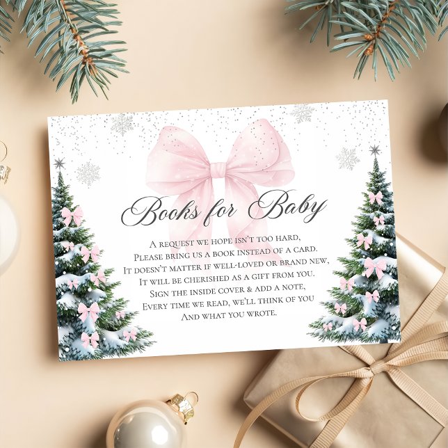 Winter Christmas Bow Baby Shower Books For Baby Begleitkarte (Von Creator hochgeladen)