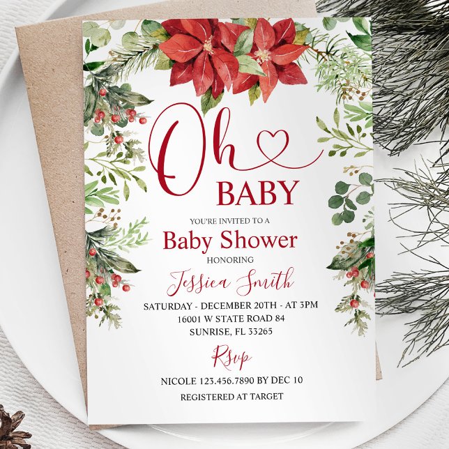 Winter Christmas Greenery Baby Shower Einladung (Von Creator hochgeladen)