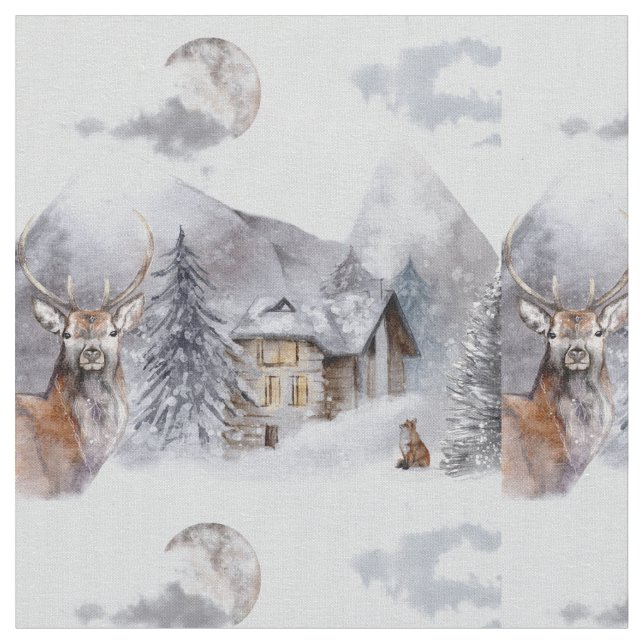 Winter Christmas Highlands Fabric Stoff (Nahaufnahme)