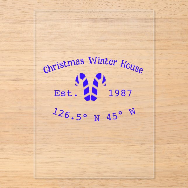 Winter Christmas house blue candy canes est. Year  Acryleinladungen (Vorderseite)
