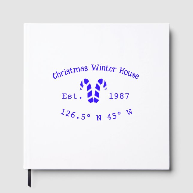Winter Christmas house blue candy canes est. Year  Gästebuch (Vorderseite)
