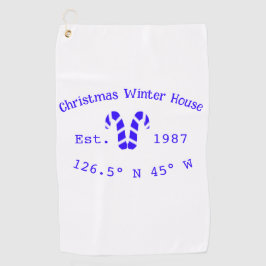 Winter Christmas house blue candy canes est. Year  Golfhandtuch