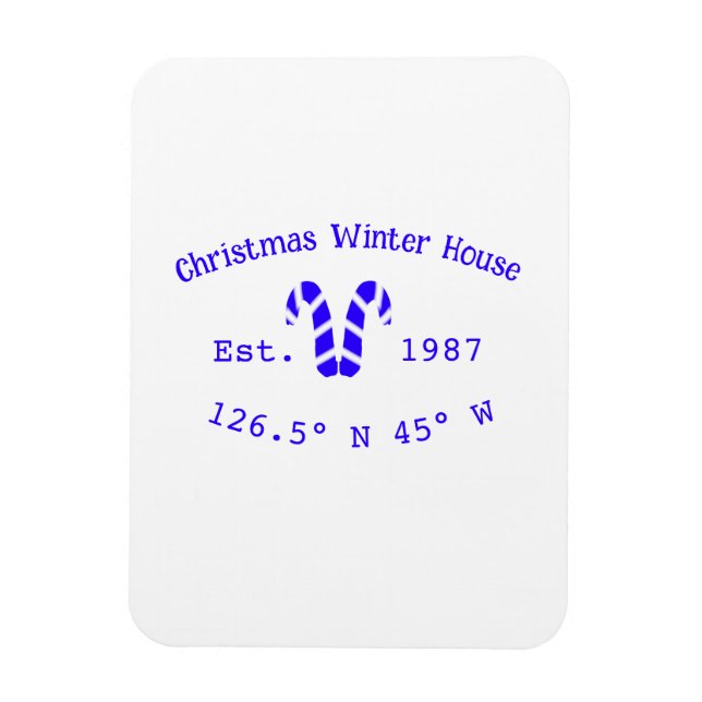 Winter Christmas house blue candy canes est. Year  Magnet (Vertikal)