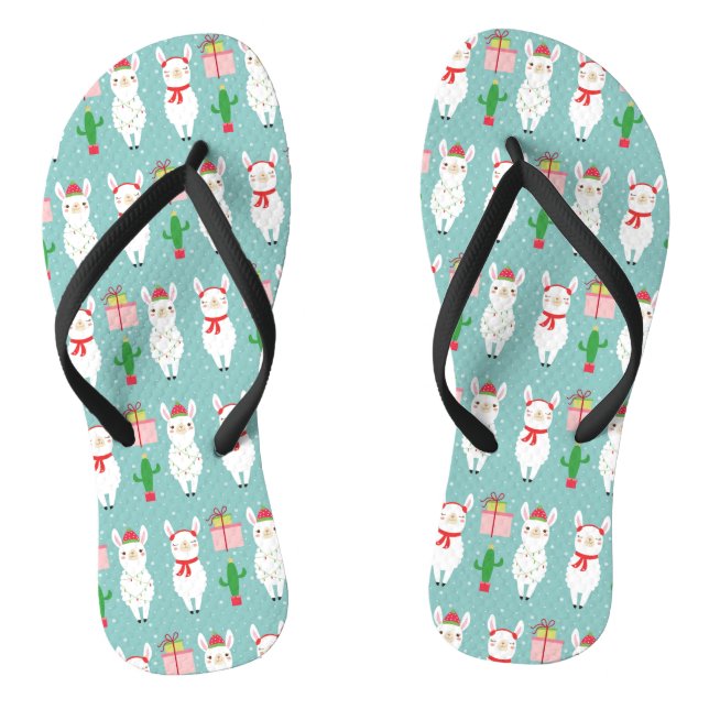 Winter Christmas Llamas | Urlaub Flip Flops (Fußbett)