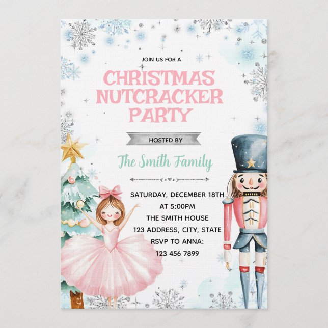 Winter christmas nutcracker party invitation einladung (Vorderseite)