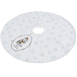 Winter Christmas Old English Sheepdog Grau 1 Niedl Fleece Weihnachtsbaumdecke