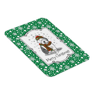 Winter Christmas Old English Sheepdog Grau 1 Niedl Magnet