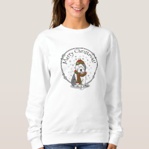Winter Christmas Old English Sheepdog Grau 1 Niedl Sweatshirt