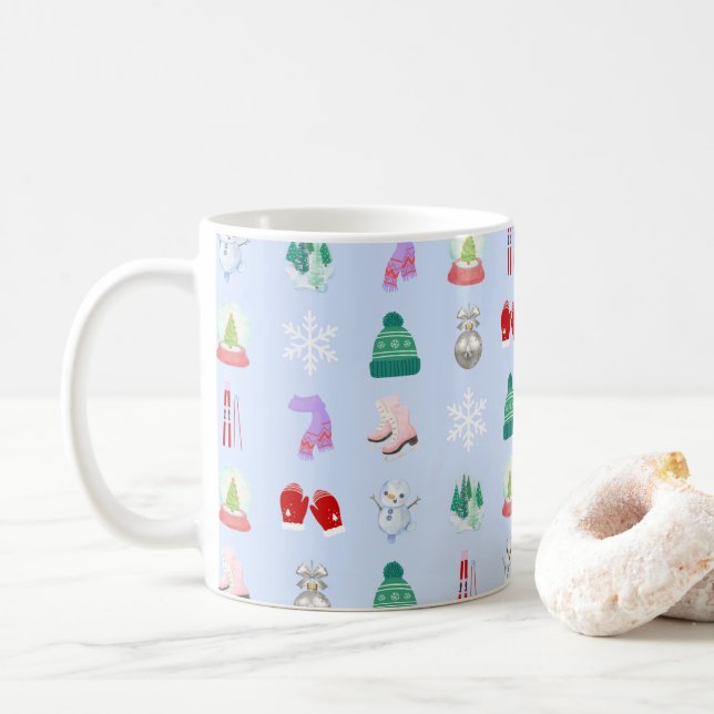 Winter/Christmas Pattern Coffee Mug (11oz) Kaffeetasse (Mit Donut)
