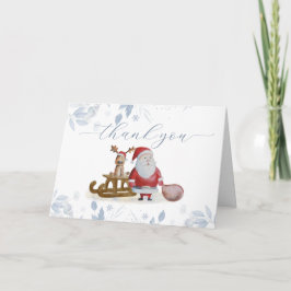 Winter Christmas Sleigh Moose Santa Baby Shower Dankeskarte