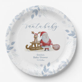 Winter Christmas Sleigh Moose Santa Baby Shower Pappteller
