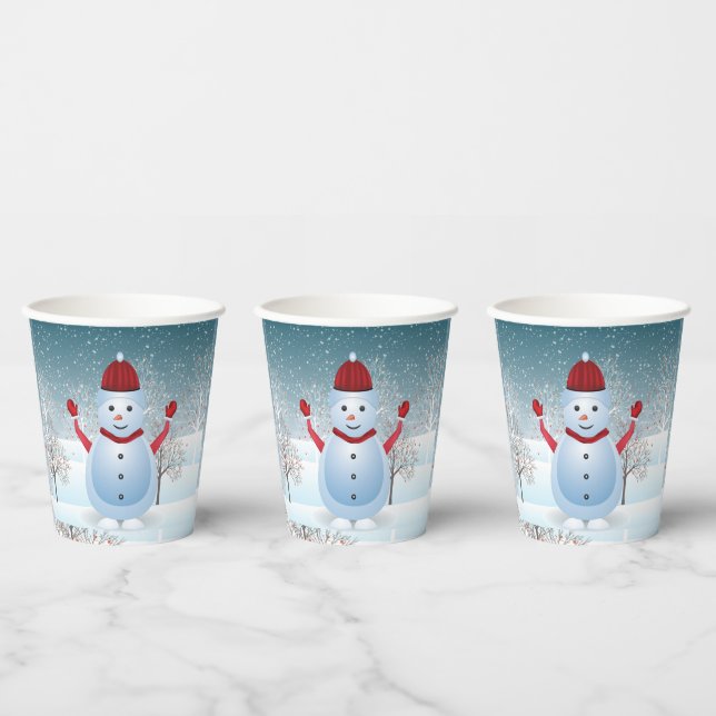 Winter Christmas Snowman Paper Cup Pappbecher