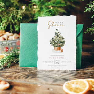 Winter Christmas Tree Baby Dusche Einladung