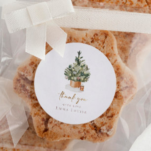 Winter Christmas Tree Baby Dusche Runder Aufkleber