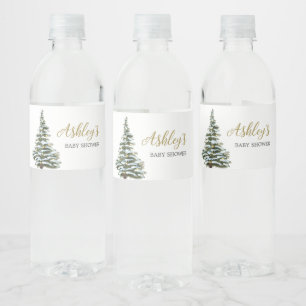 Winter Christmas Tree Baby Dusche Wasserflaschenetikett