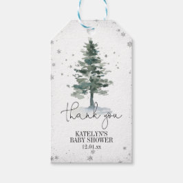 Winter Christmas Tree Favor Tag Silver Geschenkanhänger