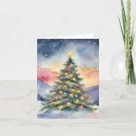 Winter Christmas Tree Snowy Sunset Scenery Karte