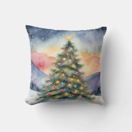 Winter Christmas Tree Snowy Sunset Scenery Kissen