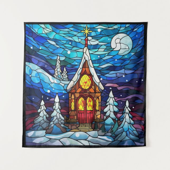 Winter Church Tapestry Wandteppich (Vorderseite)