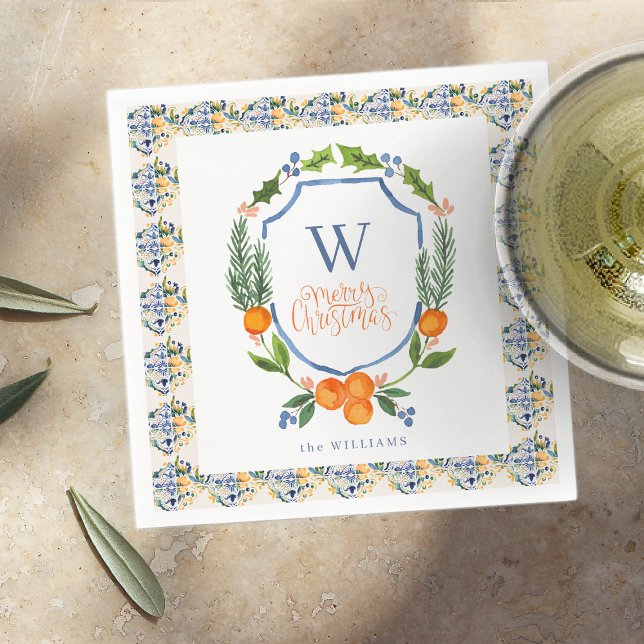 Winter Citrus Botanical Florals | Grünflächen Serviette (Von Creator hochgeladen)