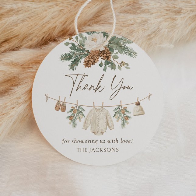 Winter Clothesline Baby Shower Geschenkanhänger (Von Creator hochgeladen)