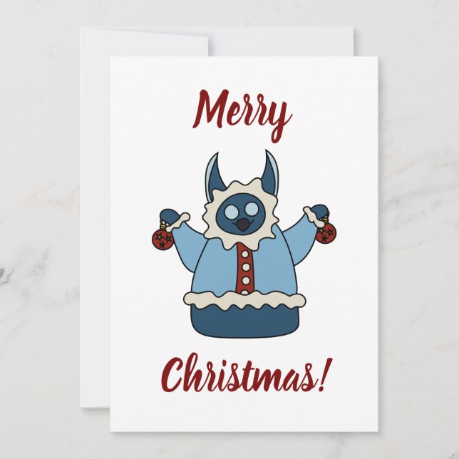 Winter coat Christmas monster Feiertagskarte (Vorderseite)